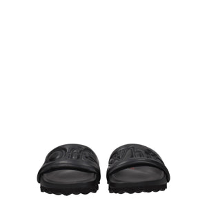 Off-White Black Leather Slippers