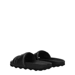 Off-White Black Leather Slippers