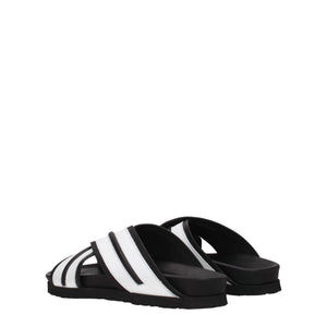Palm Angels White Leather Slippers
