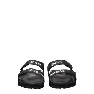 Palm Angels Black Leather Slippers