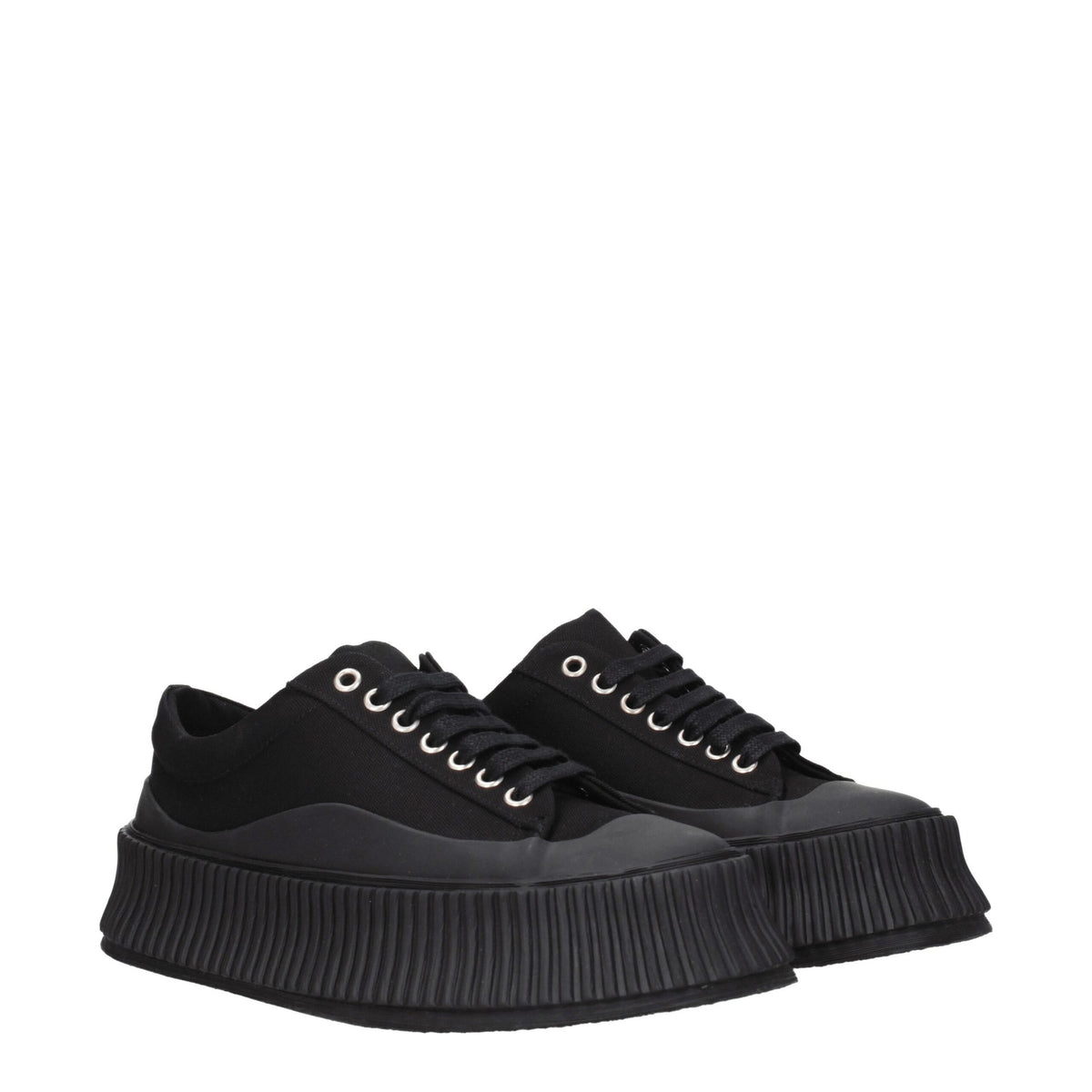 Jil Sander Black Fabric Chunky Sneakers