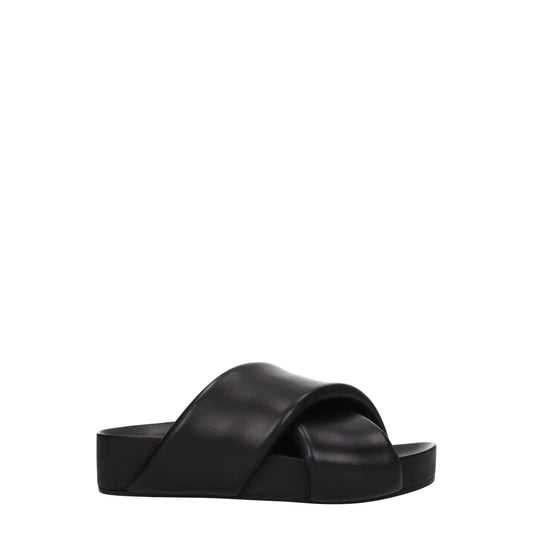 Jil Sander Black Leather Slippers