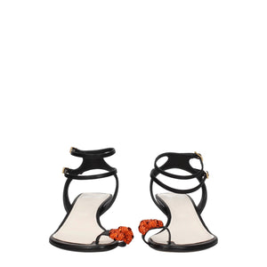 Lanvin Black Leather Stiletto Heel Sandals