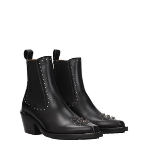 Chloé Black Leather Ankle Boots