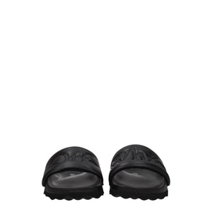 Off-White Black Leather Slippers