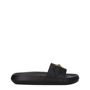 Versace Black Leather Slippers