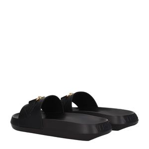 Versace Black Leather Slippers