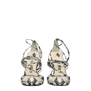 The Attico White Leather Stiletto Heel Sandals