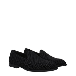 Dolce & Gabbana Black Velvet Slip-On Loafers