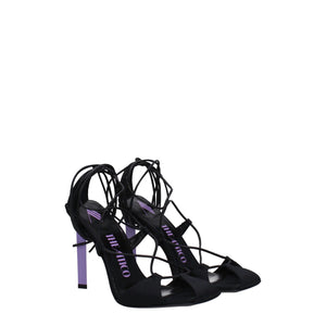 The Attico Black Fabric Stiletto Heel Sandals