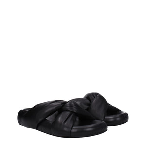 Marni Black Leather Slippers
