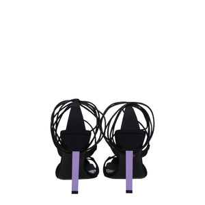 The Attico Black Fabric Stiletto Heel Sandals