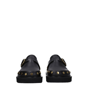 Isabel Marant Black Leather Slippers