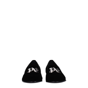 Palm Angels Black Velvet Slip-On Loafers