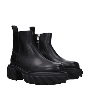 Off-White Black Leather Ankle Boots