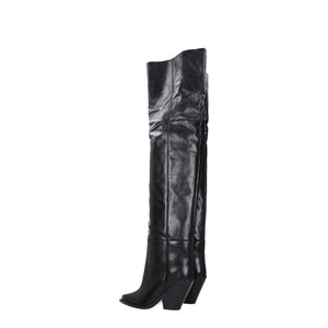 Isabel Marant Black Leather Over The Knee