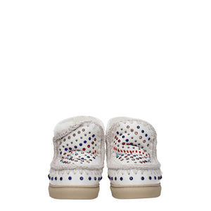 Mou White Leather Ankle Boots