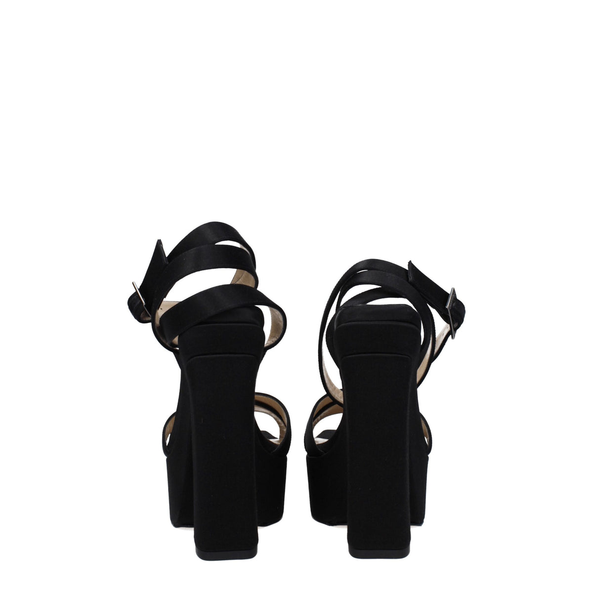 Jimmy Choo Black Satin Platform Sandals