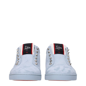 Christian Louboutin Blue Leather Slip-On Loafers