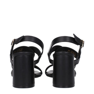 Stuart Weitzman Black Leather Platform Sandals