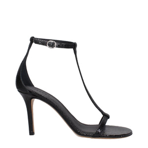 Isabel Marant Black Leather Stiletto Heel Sandals