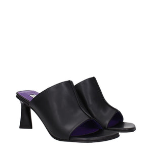 Stella McCartney Black Leather Stiletto Heel Sandals