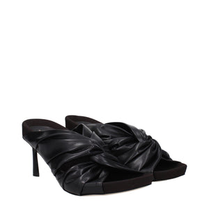 Stella McCartney Black Leather Stiletto Heel Sandals