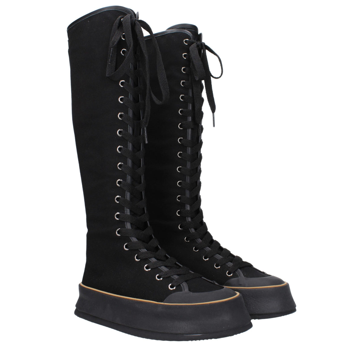 Max Mara Black Fabric Lace-Up Boots
