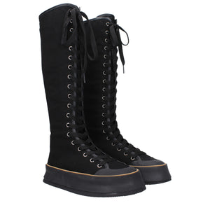 Max Mara Black Fabric Lace-Up Boots