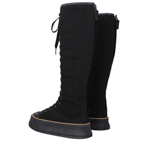 Max Mara Black Fabric Lace-Up Boots
