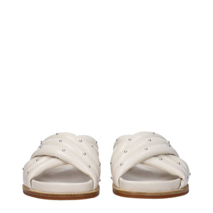 Fabiana Filippi Beige Leather Slippers