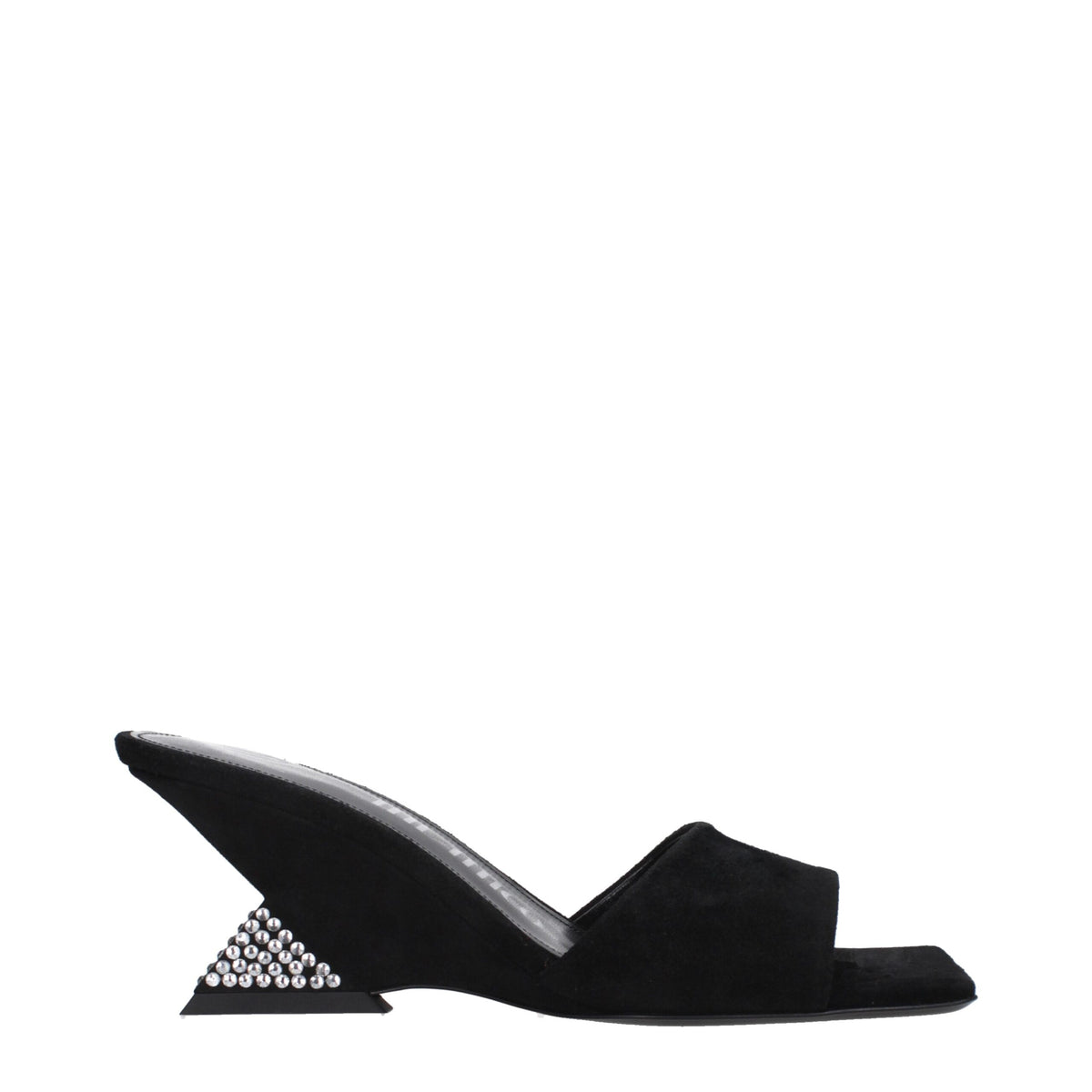 The Attico Black Leather Platform Sandals