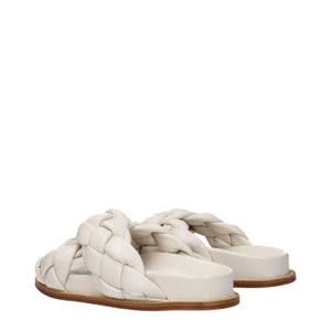 Fabiana Filippi Beige Leather Slippers