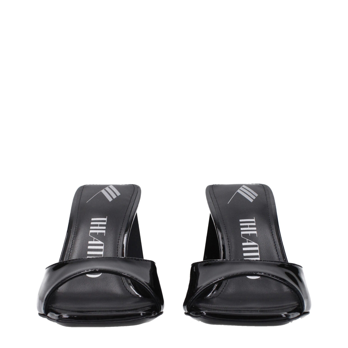 The Attico Black Leather Stiletto Heel Sandals