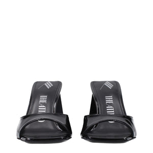 The Attico Black Leather Stiletto Heel Sandals