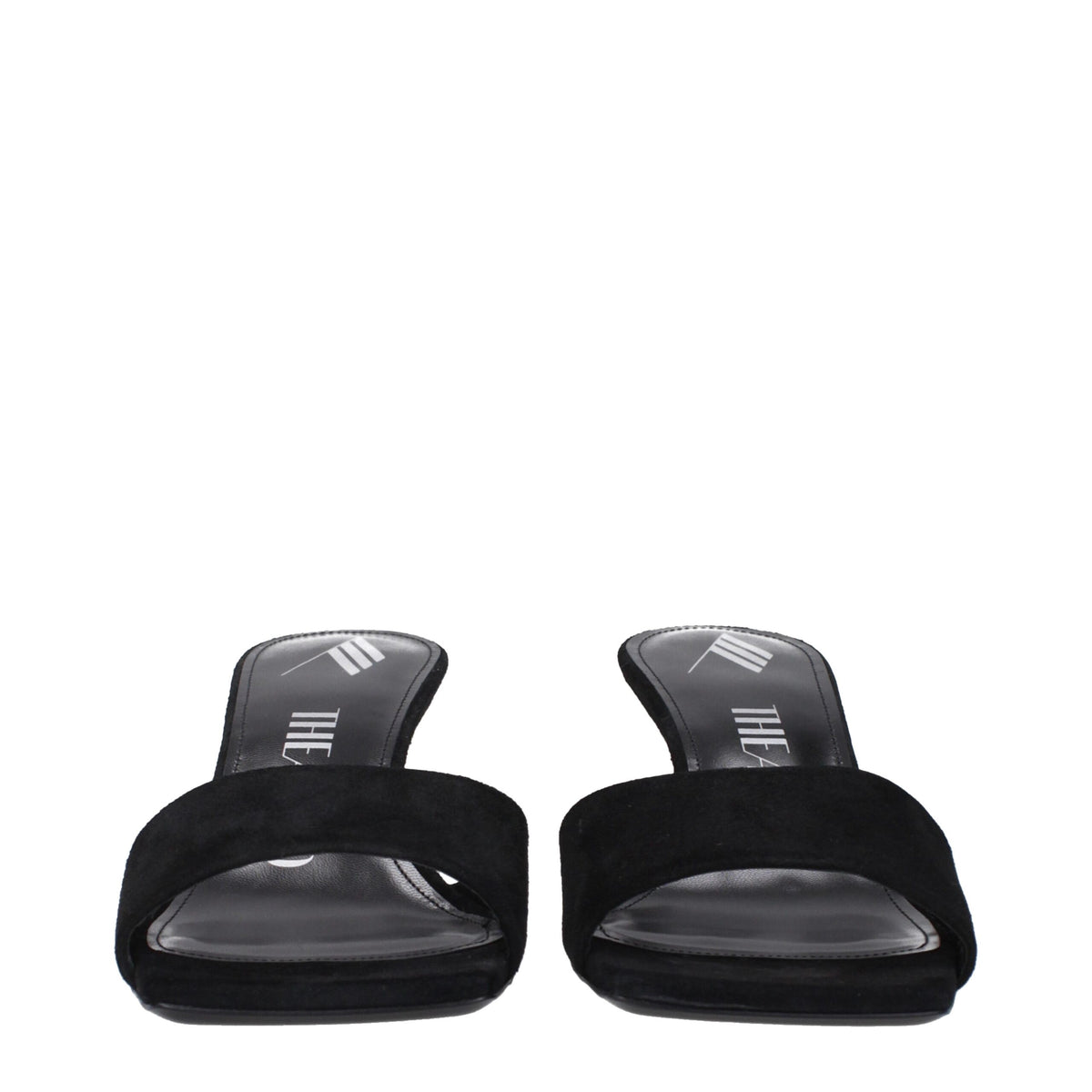 The Attico Black Leather Platform Sandals