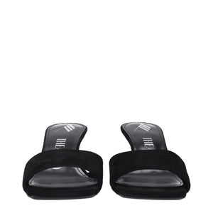The Attico Black Leather Platform Sandals