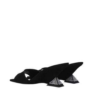 The Attico Black Leather Platform Sandals