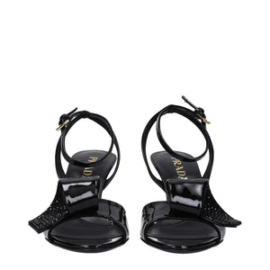 Prada Black Leather Stiletto Heel Sandals