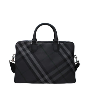 Burberry Gray Fabric Business And Laptop Bag