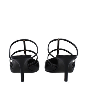 Valentino Garavani Black Leather Flat Sandals
