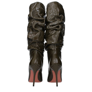 Amina Muaddi Green Leather Boots