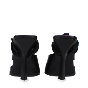 The Attico Black Leather Stiletto Heel Sandals