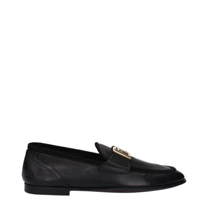 Dolce & Gabbana Black Leather Slip-On Loafers