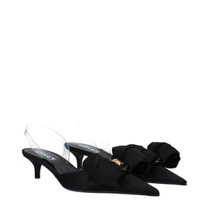 Versace Black Satin Flat Sandals