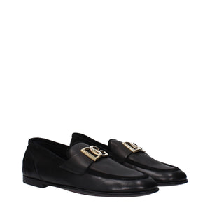 Dolce & Gabbana Black Leather Slip-On Loafers
