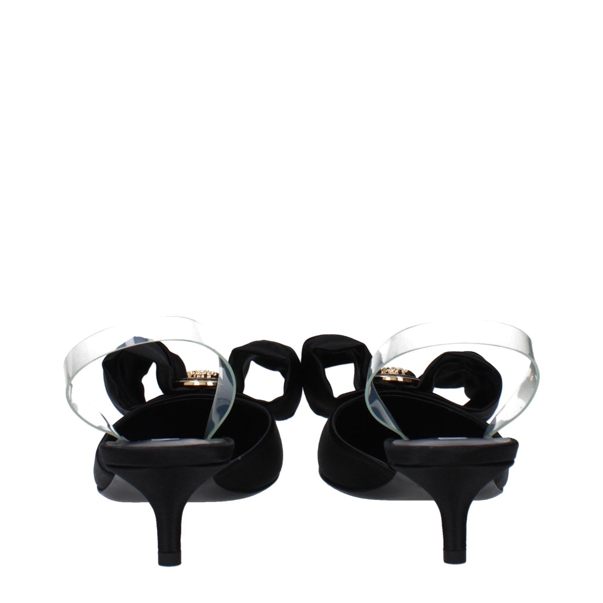 Versace Black Satin Flat Sandals