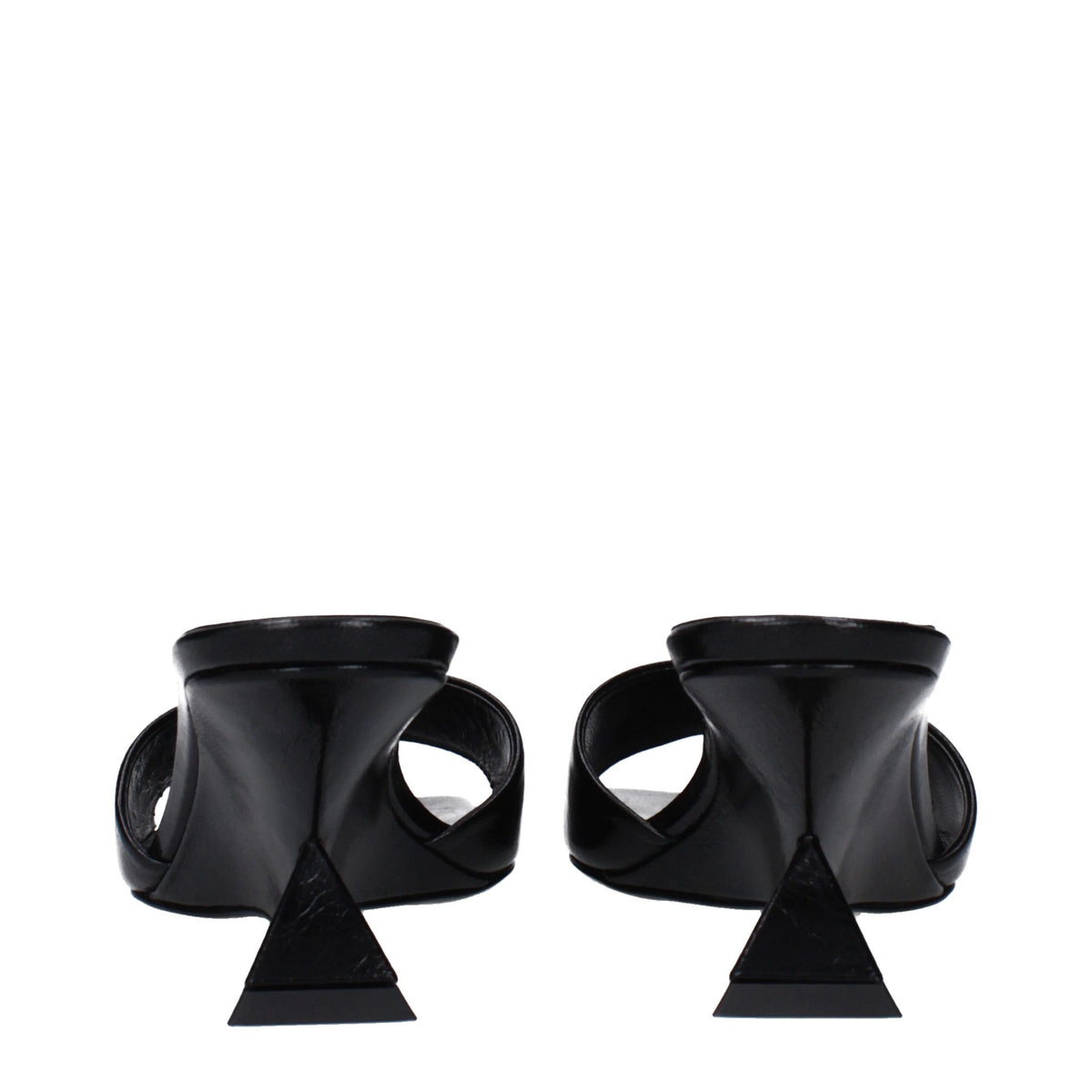 The Attico Black Leather Flat Sandals