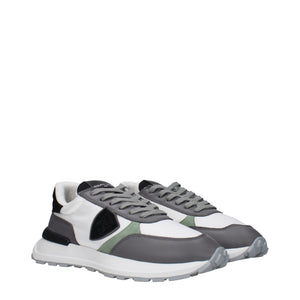 Philippe Model White Fabric Low Top Sneakers