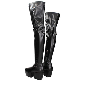 Prada Black Leather Over The Knee